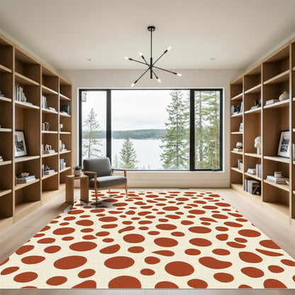 Rust Brown Spotted Cream Rug