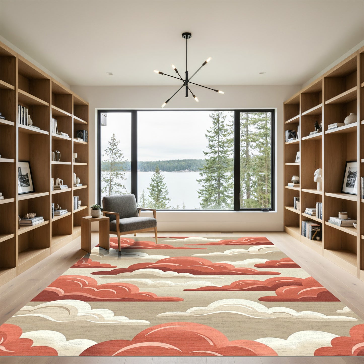 Earthy Coral and Cream Cloudscape Rug