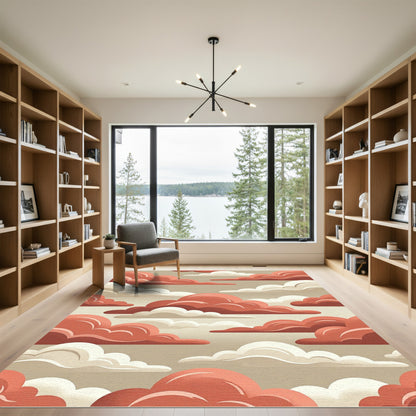 Earthy Coral and Cream Cloudscape Rug