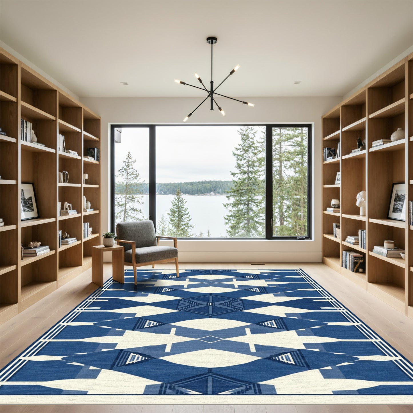 Indigo Geometric Arch Staircase Rug