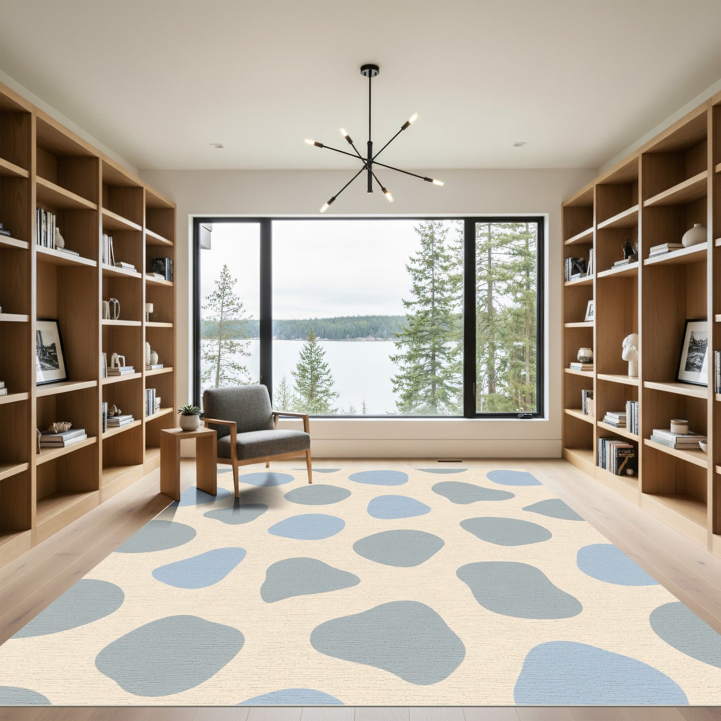 Soft Blue Gray Abstract Blob Rug