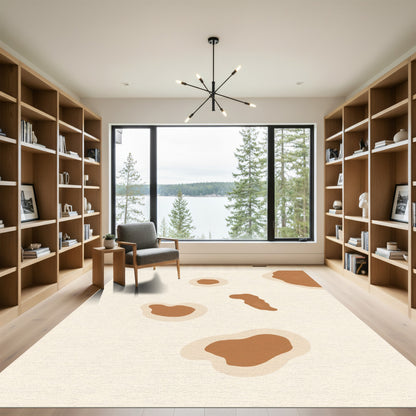 Warm Beige Abstract Spot Rug