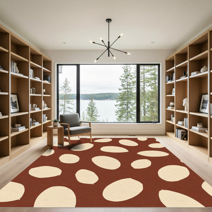 Brown Cream Oval Spot Rug