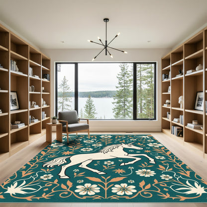 Cream Unicorn Floral Meadow Rug