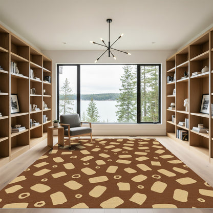 Brown Beige Abstract Brushstroke Scatter Rug