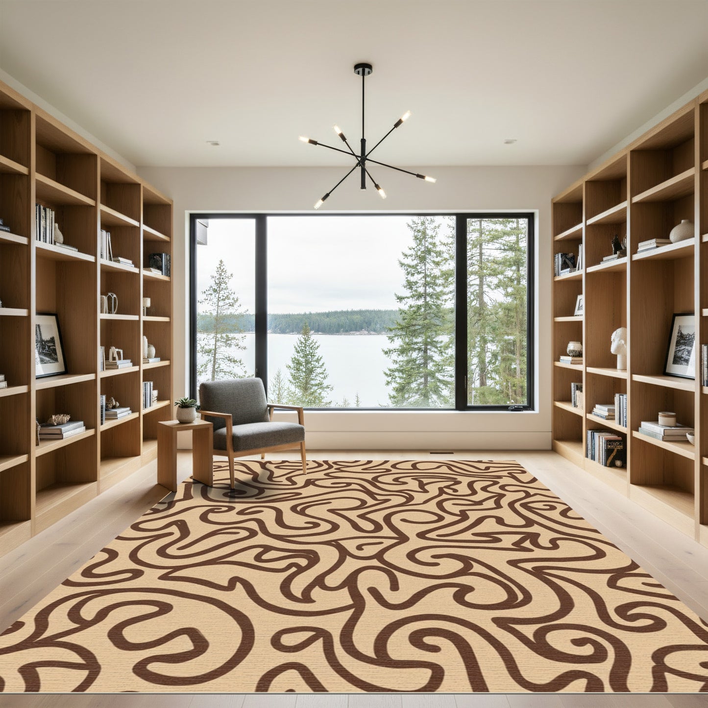 Brown Swirls Organic Abstract Rug