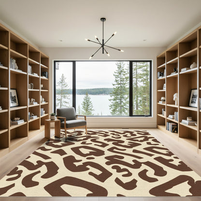 Bold Brown Abstract Animal Print Rug