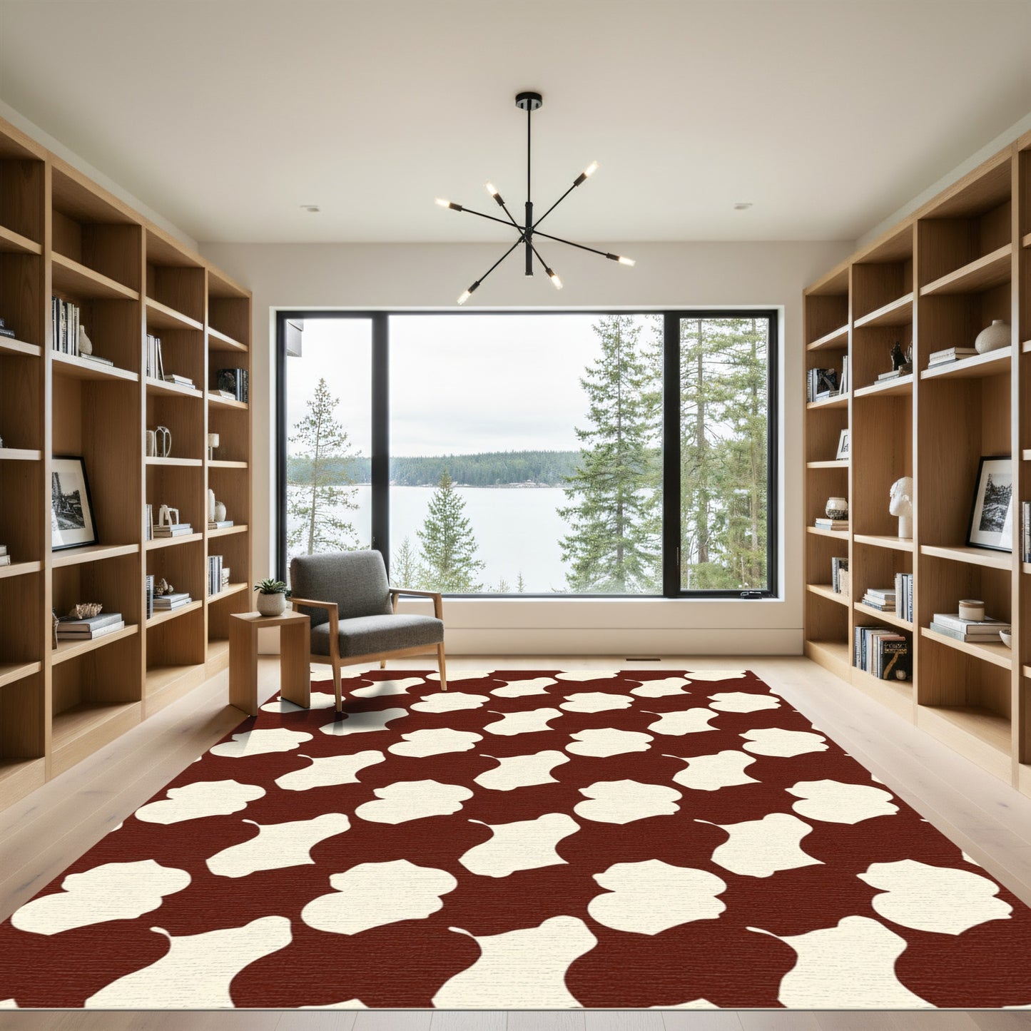 Organic Brown Cream Abstract Shapes Rug