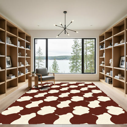 Organic Brown Cream Abstract Shapes Rug