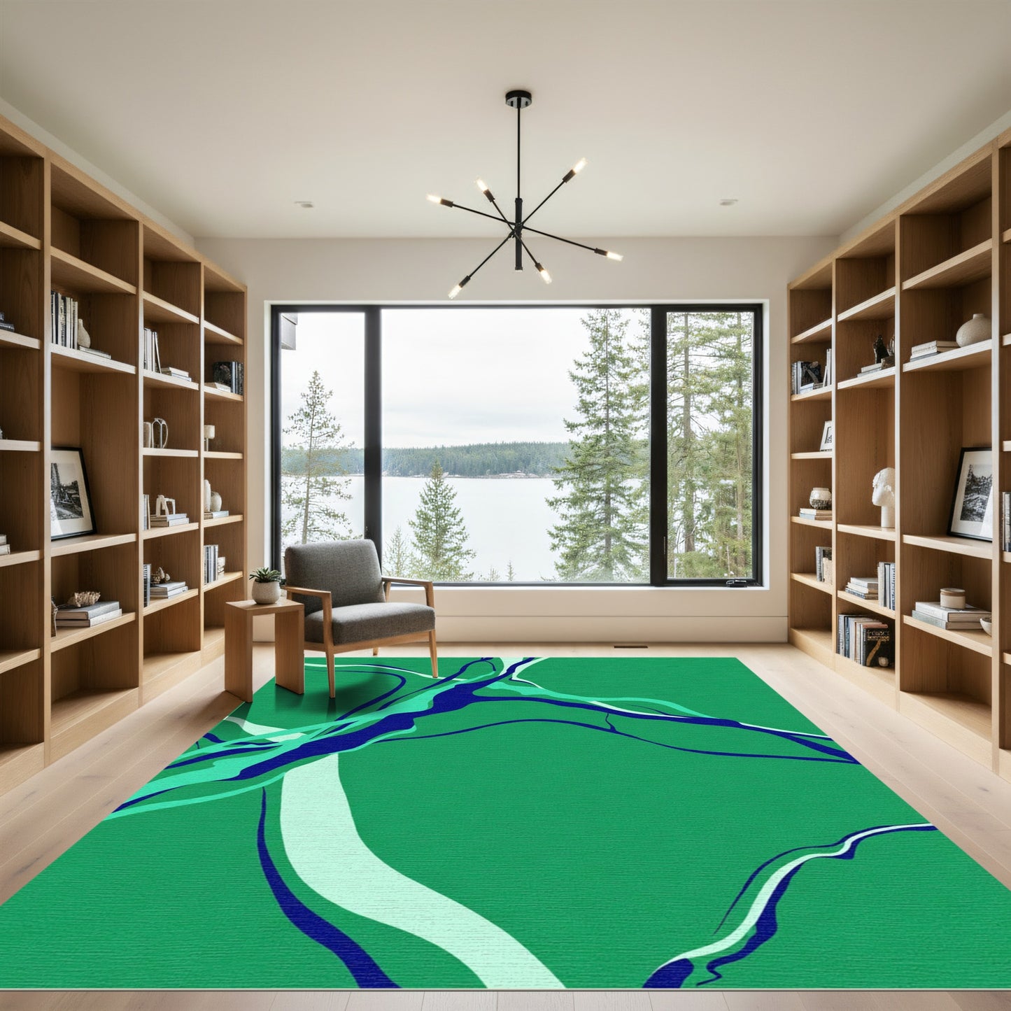 Green Blue Abstract Flow Rug