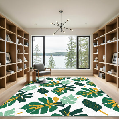 Emerald Green Jungle Plant Splash Rug