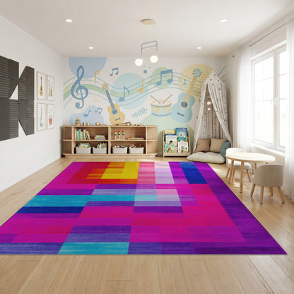 Vibrant Geometric Color Blocks Rug