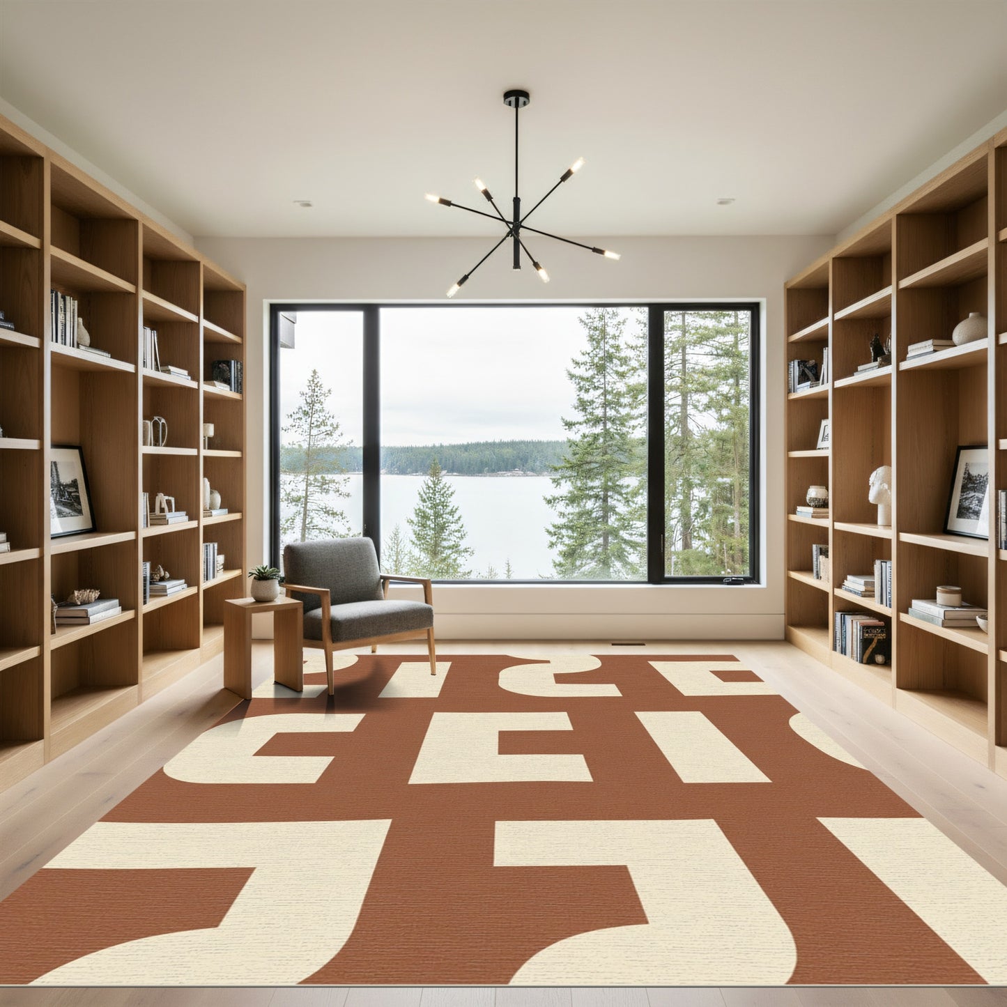 Retro Cream Geometric Swirl Rug