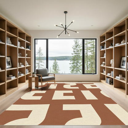 Retro Cream Geometric Swirl Rug