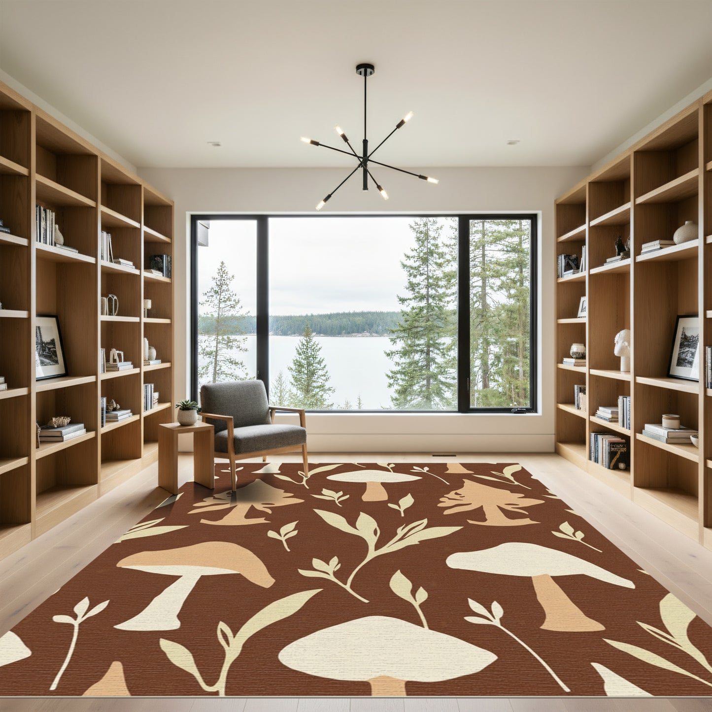 Earthy Mushroom Tree Forest Whimsy Rug