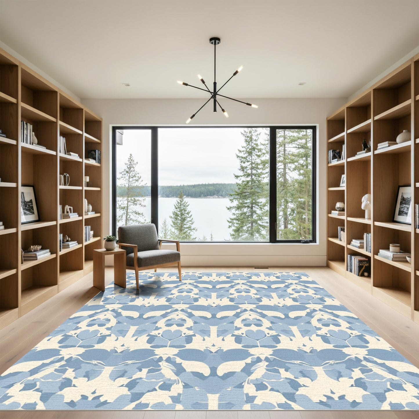 Pale Blue Abstract Organic Repetition Rug