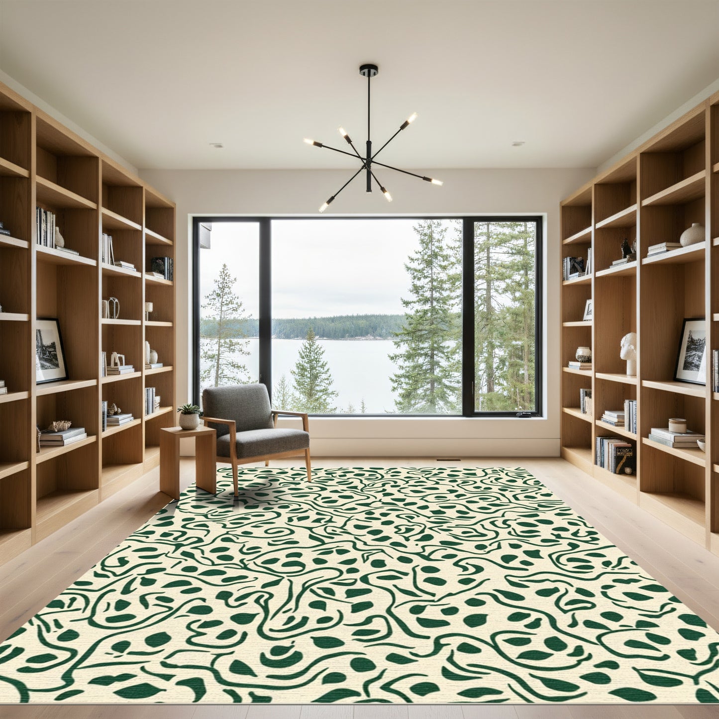 Organic Forest Green Abstract Spots Rug