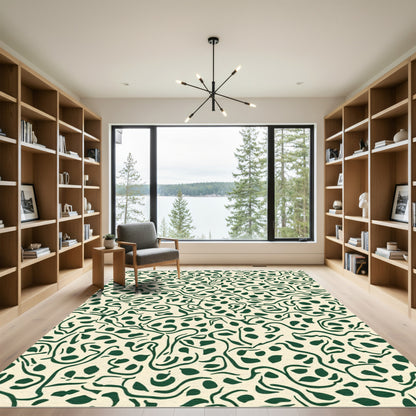 Organic Forest Green Abstract Spots Rug