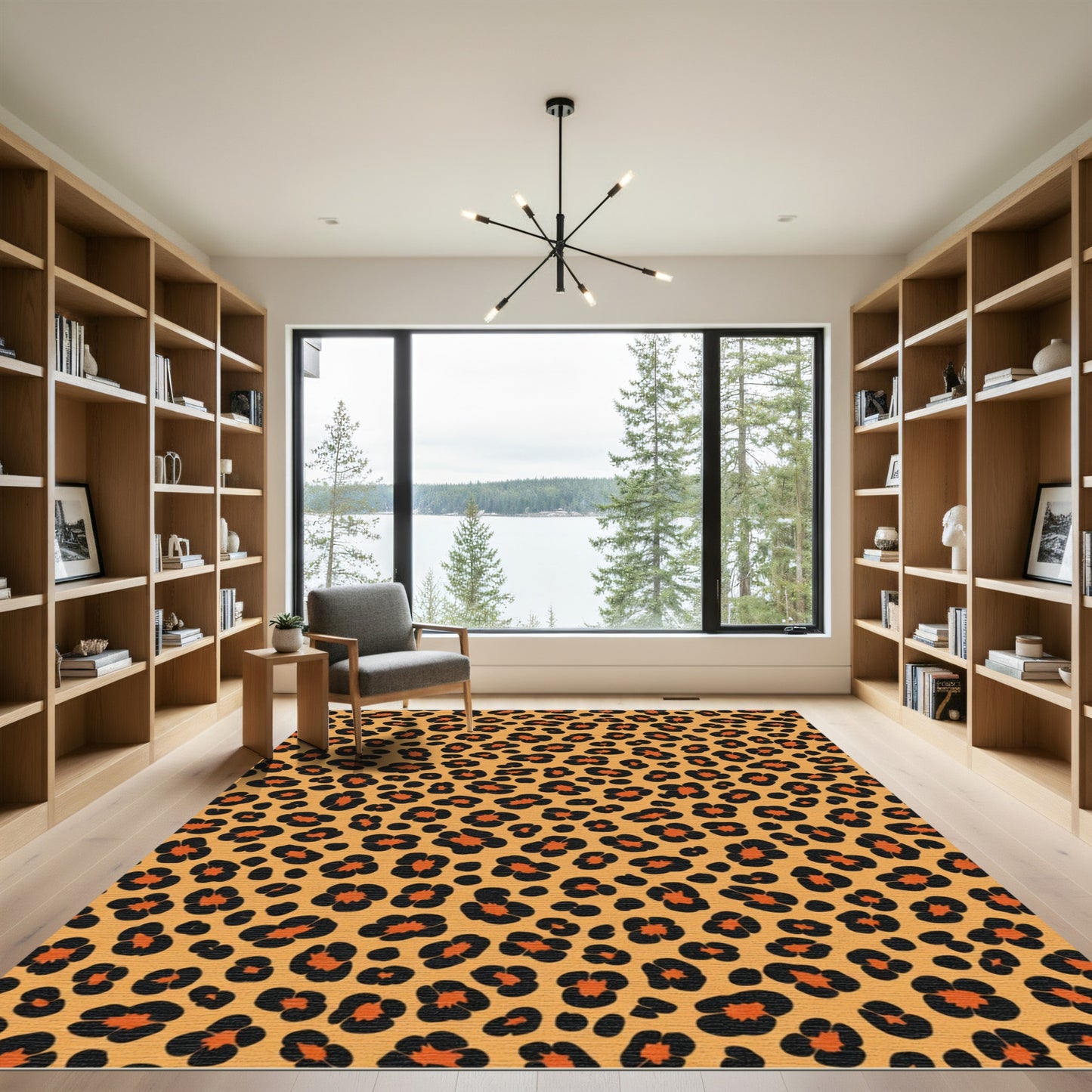 Bold Orange Black Spots Rug