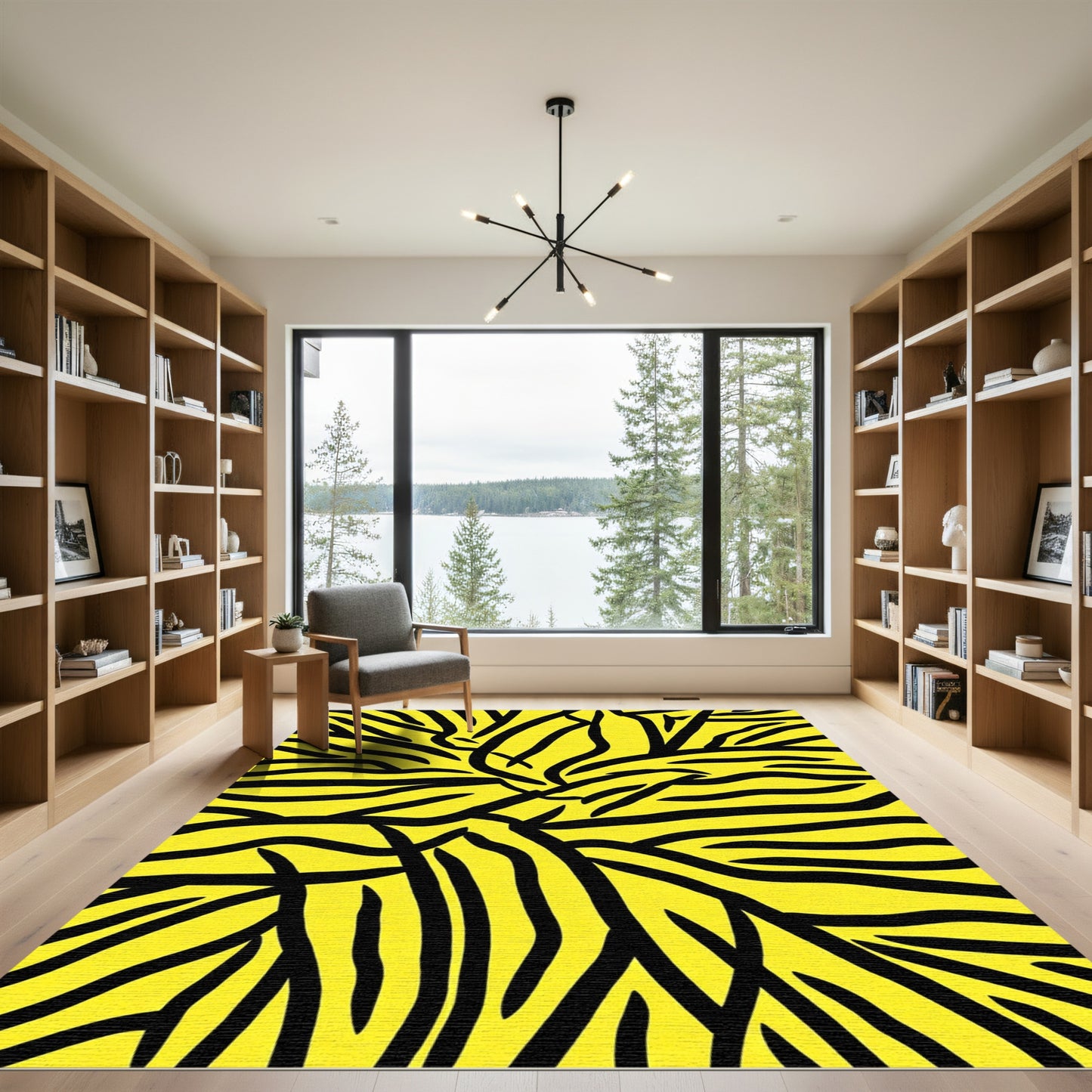 Bold Yellow Black Zebra Stripes Rug