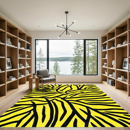 Bold Yellow Black Zebra Stripes Rug