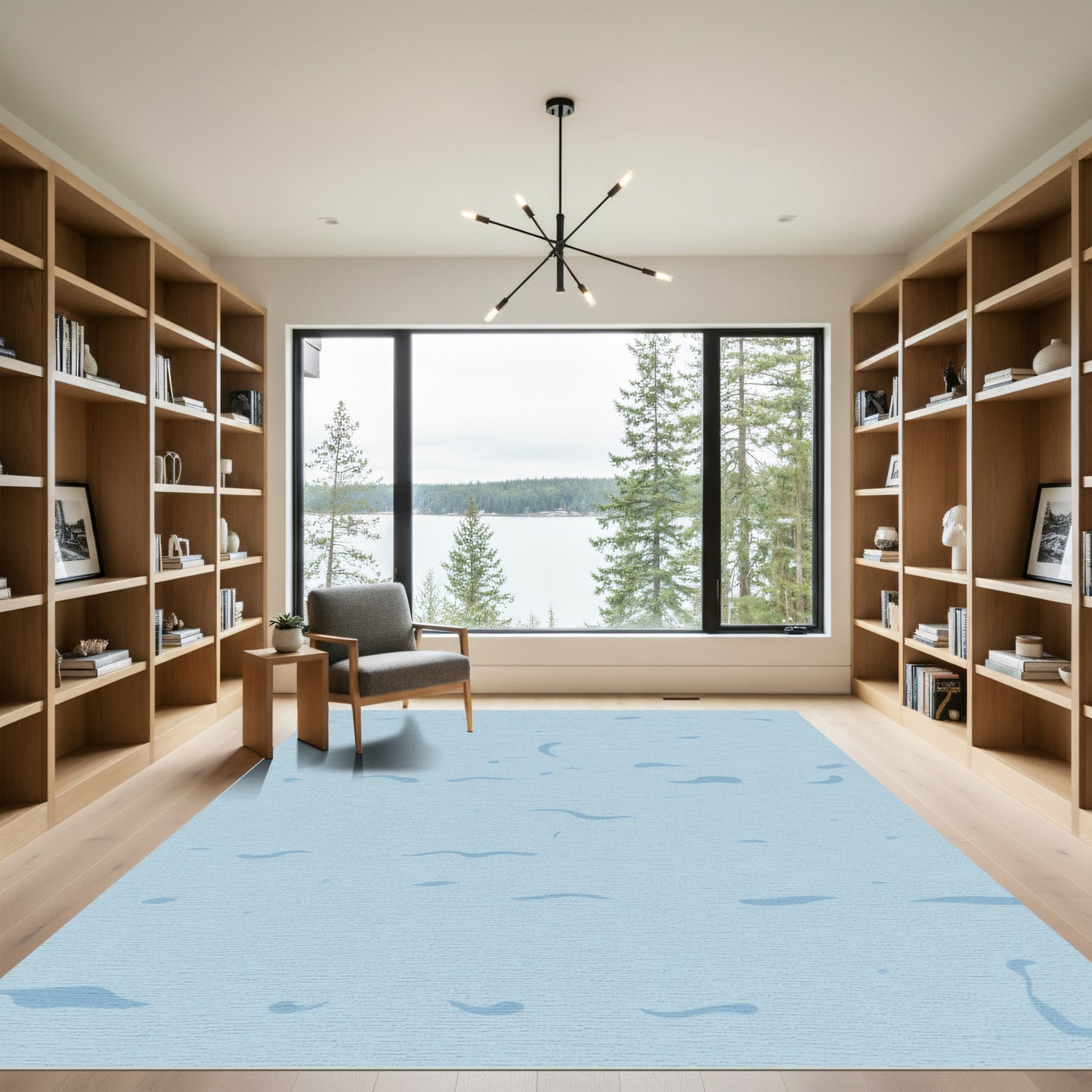 Pale Blue Organic Swirl Scatter Rug