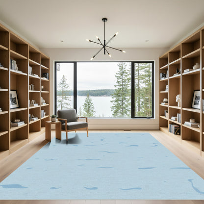 Pale Blue Organic Swirl Scatter Rug