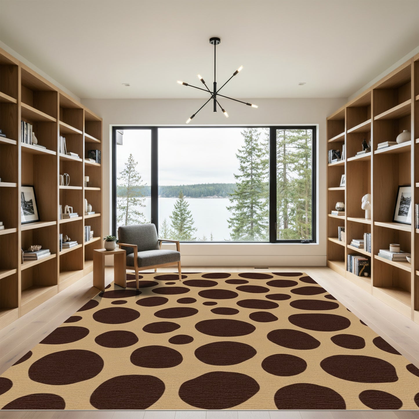 Brown Spotted Tan Organic Shapes Rug