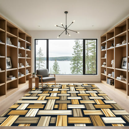 Neutral Woven Earth Tone Basket Weave Rug