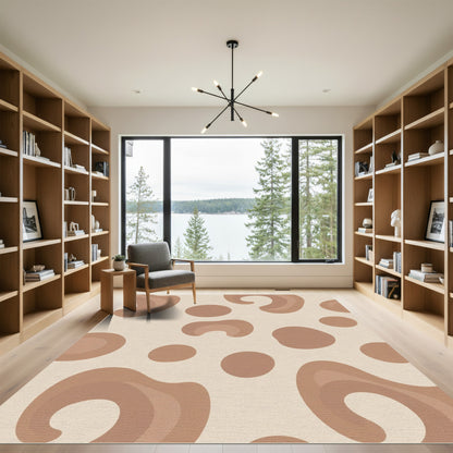 Earthy Brown Abstract Biomorphic Forms Rug