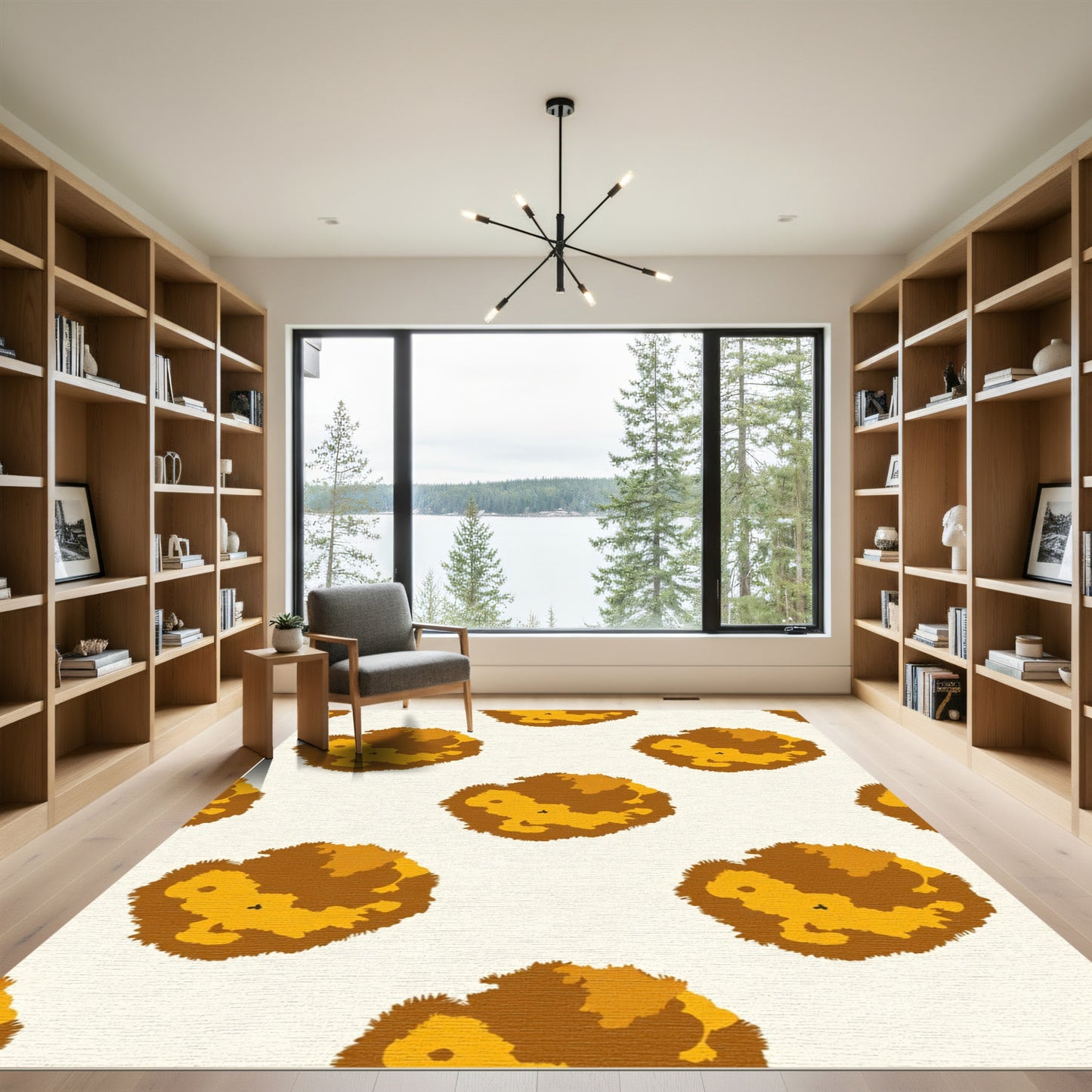 Earthy Sunburst Circles Repeat Rug