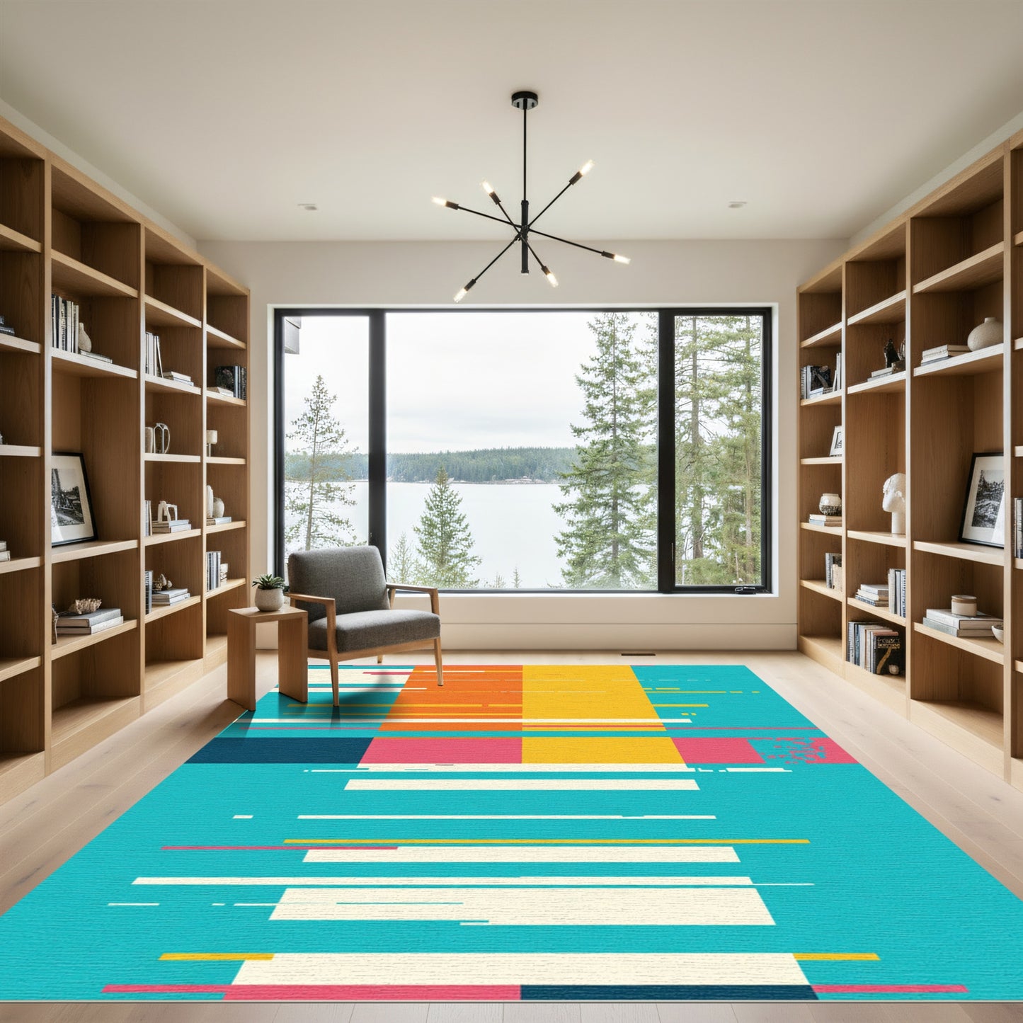 Modern Geometric Abstract Color Block Rug