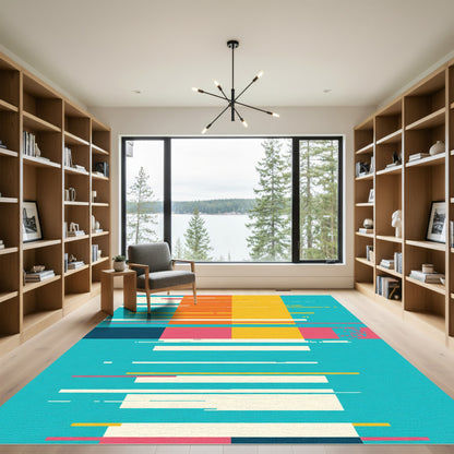 Modern Geometric Abstract Color Block Rug