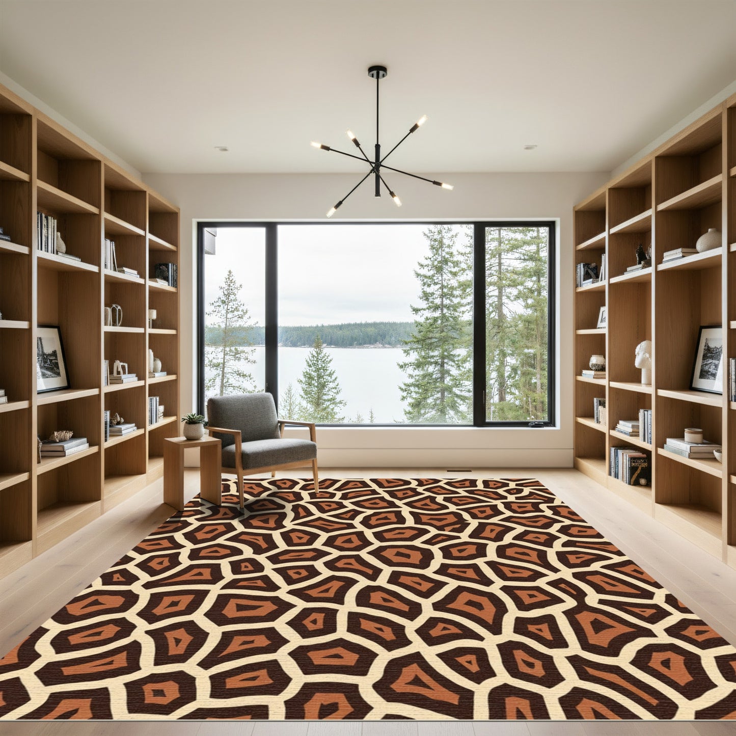 Brown Tan Irregular Animal Print Rug