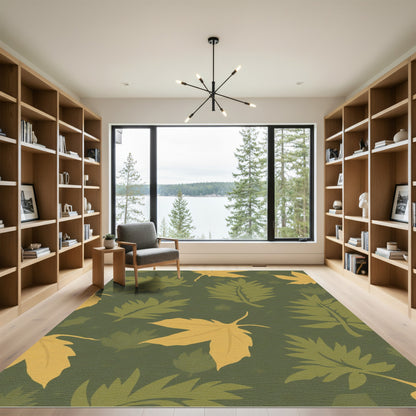 Golden Olive Leaf Fall Arrangement Rug