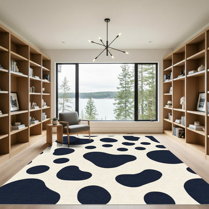 Black White Spotted Organic Shapes Rug