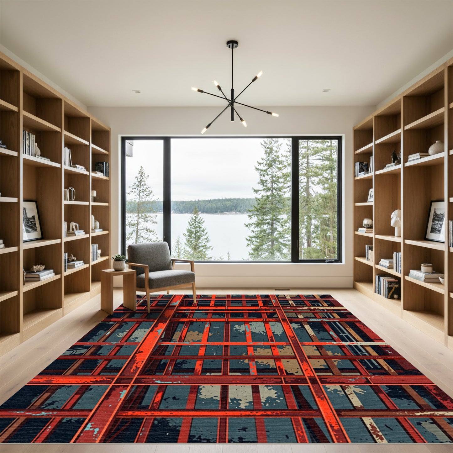 Industrial Red Grate Texture Rug