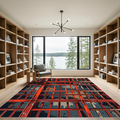 Industrial Red Grate Texture Rug