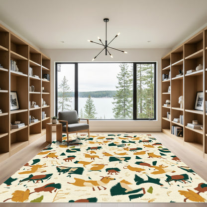 Whimsical Woodland Creatures Tan Rug