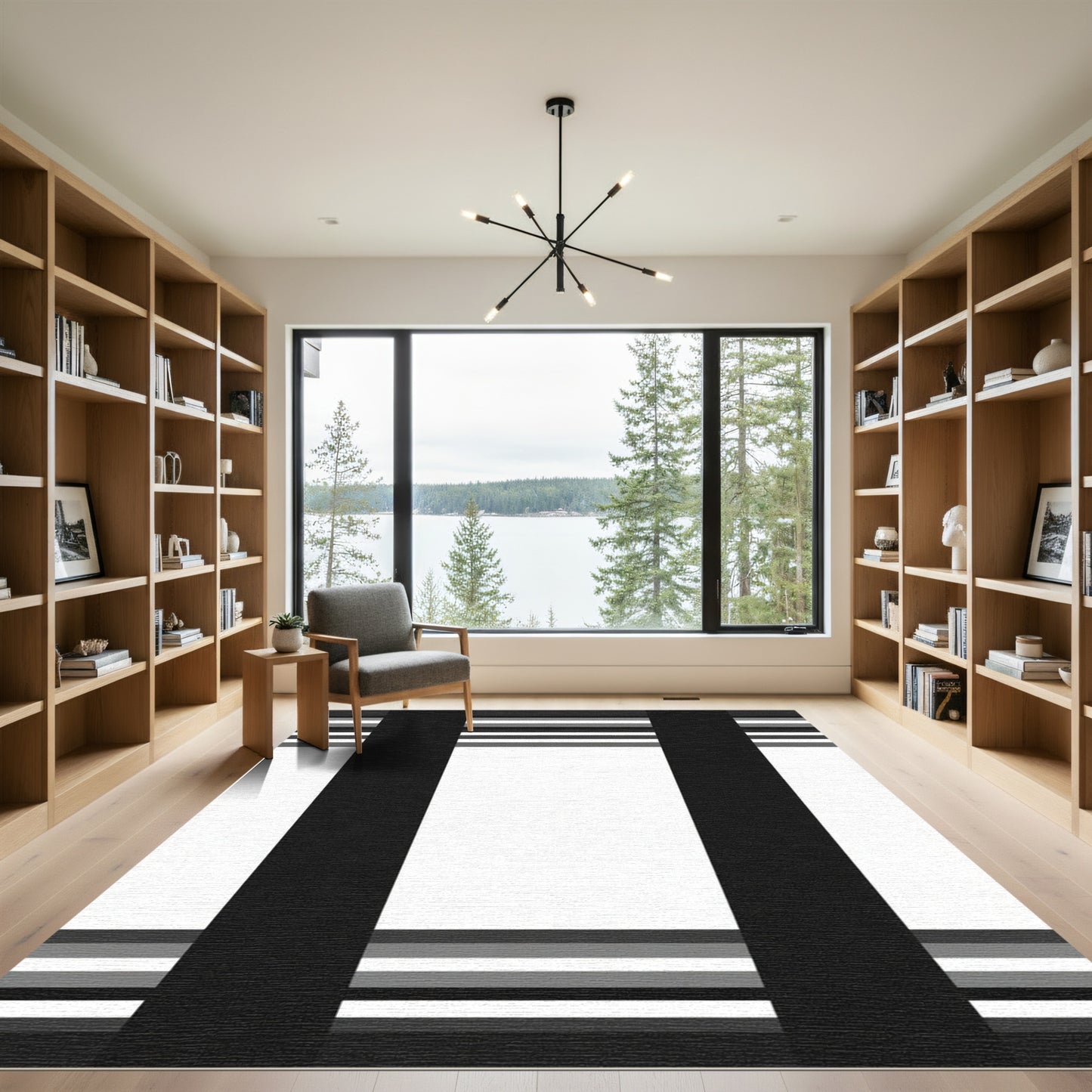 Monochromatic Vertical Stripe Rectangle Rug