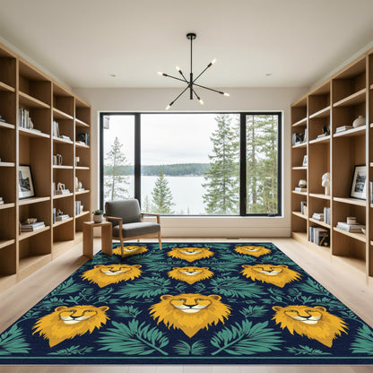 Golden Lion Floral Navy Rug