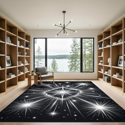 Radiant Celestial Starry Night Art Rug