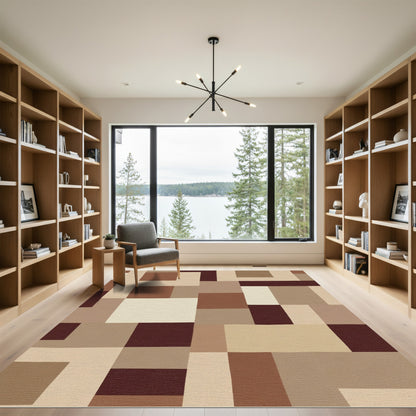 Earthy Tones Geometric Patchwork Rug
