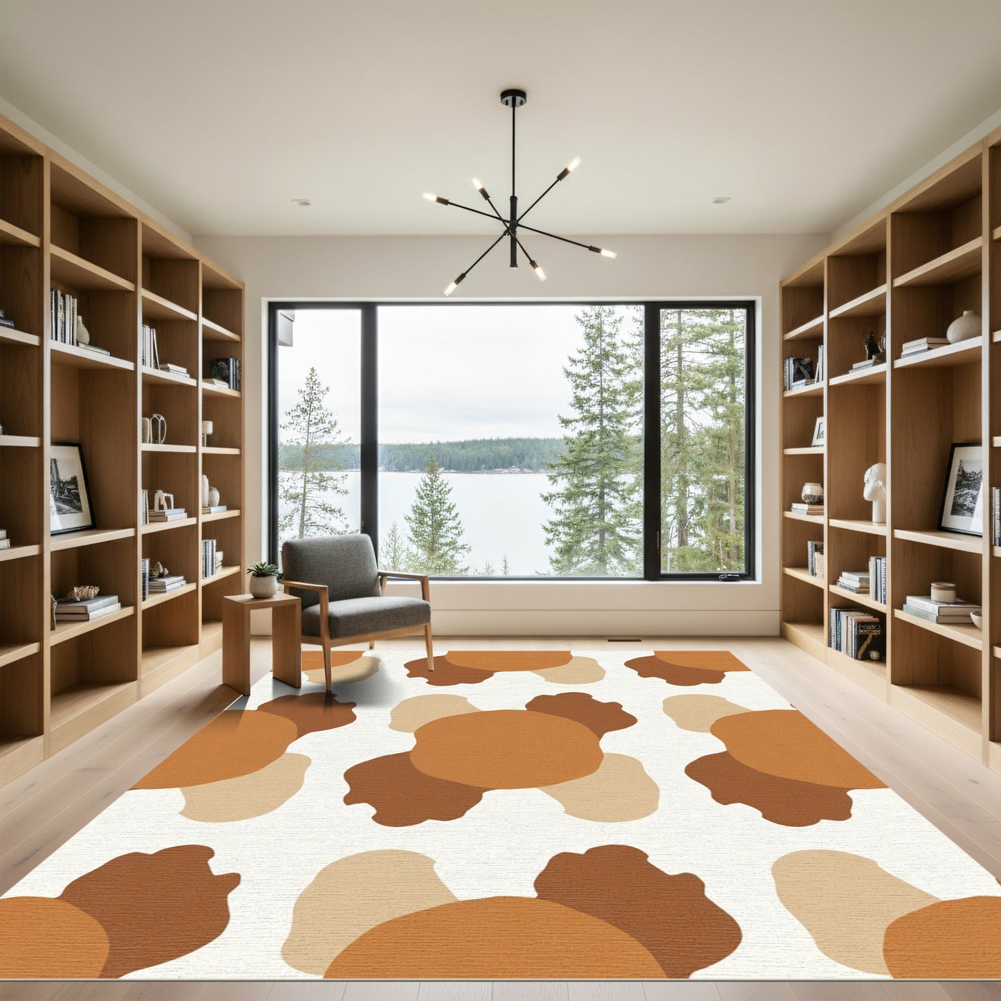 Earthy Abstract Blob Cluster Rug