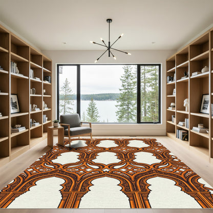 Ornate Orange Arches Lattice Rug