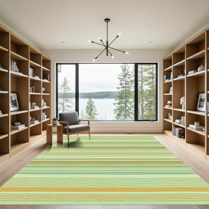 Earthy Green And Gold Stripes Rug