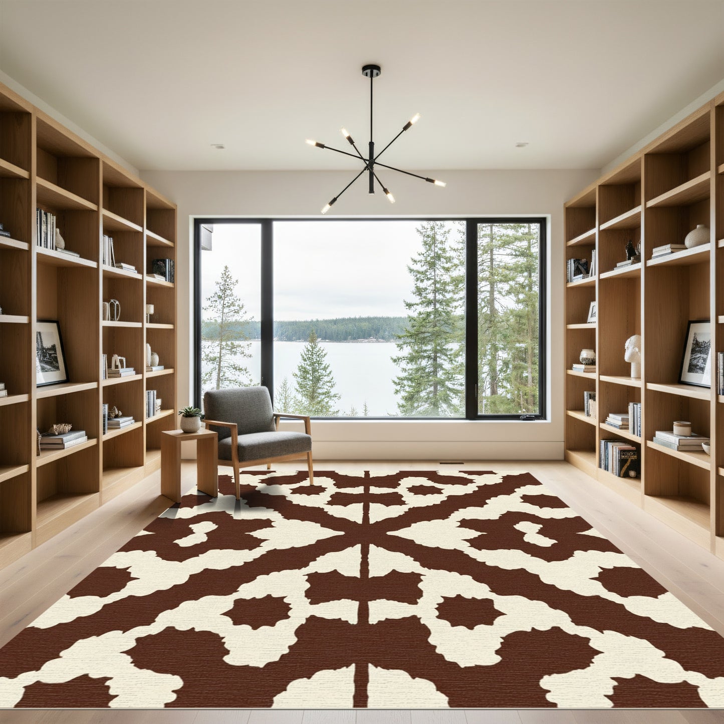 Chunky Brown Ivory Symmetry Rug