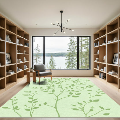 Soft Green Branch Leafy Vines Rug