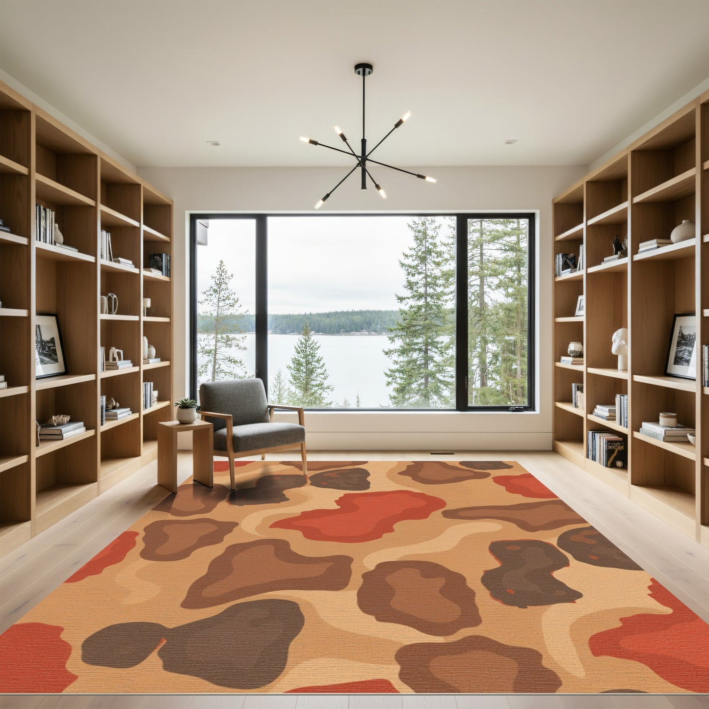 Earthy Abstract Terracotta Organic Shapes Rug