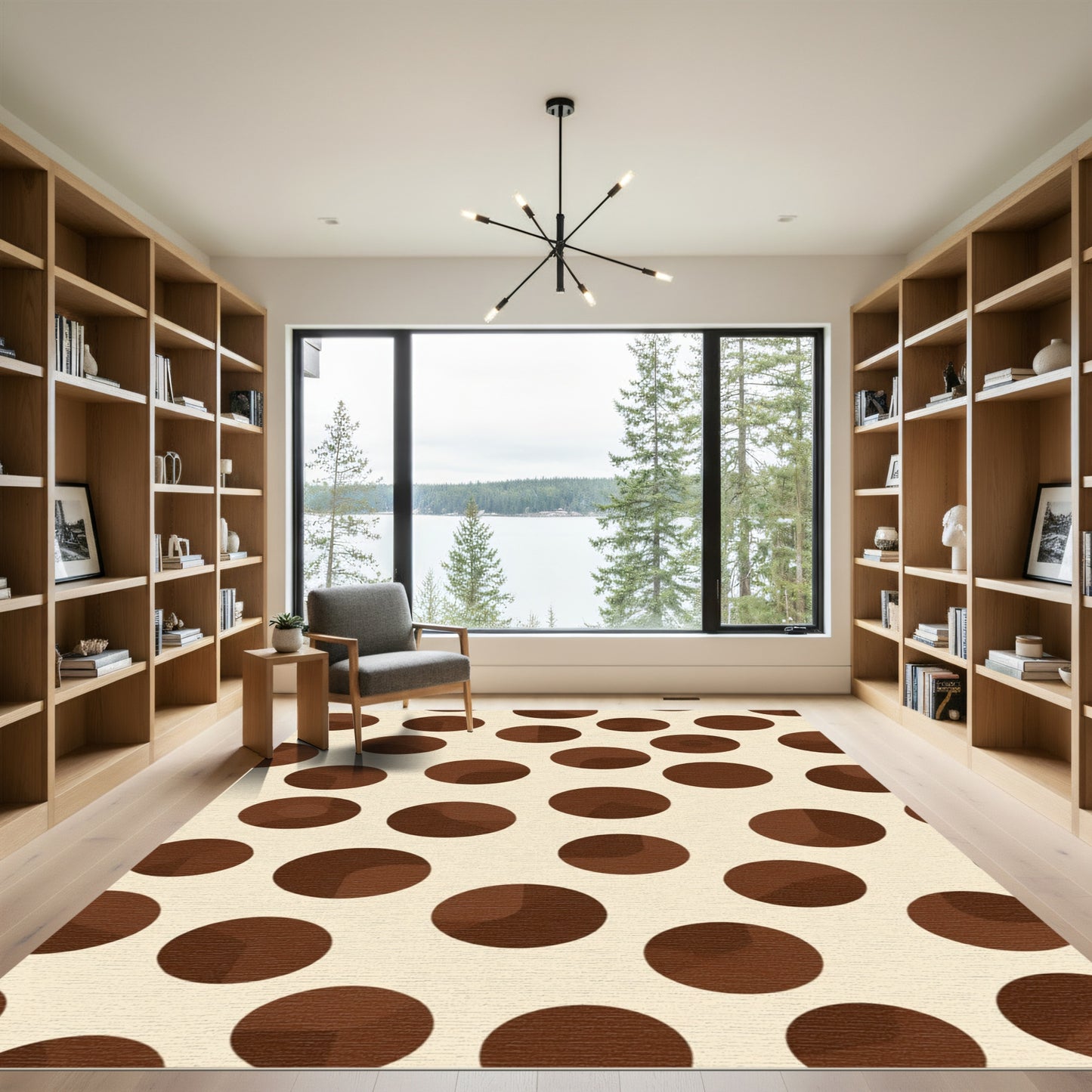 Brown Cream Polka Dot Rounds Rug